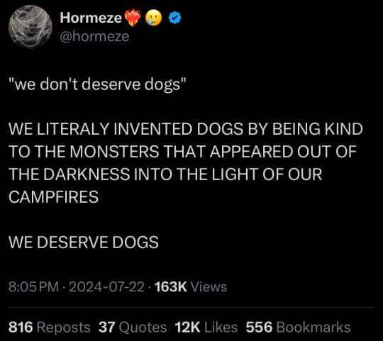 So apparently we *did* invent dogs by being nice to monsters by the campfire? Wild.