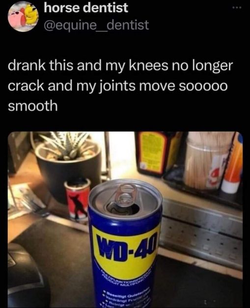 Pretty sure this isn't how WD-40 is meant to be used, but whatever works?