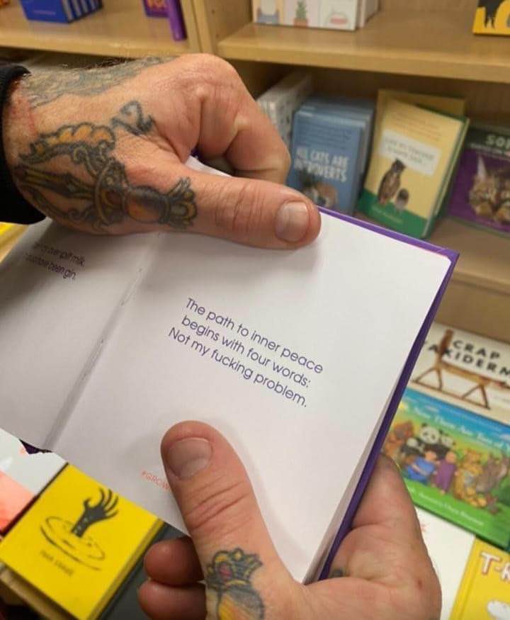 Me finding the real path to inner peace in a bookstore.
