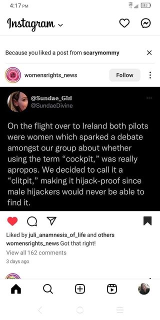 So they renamed the cockpit to 'clitpit' to make it hijack-proof because male hijackers wouldn't be able to find it??