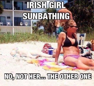 IRISH GIRL SUNBATHING... NO, NOT HER... THE OTHER ONE