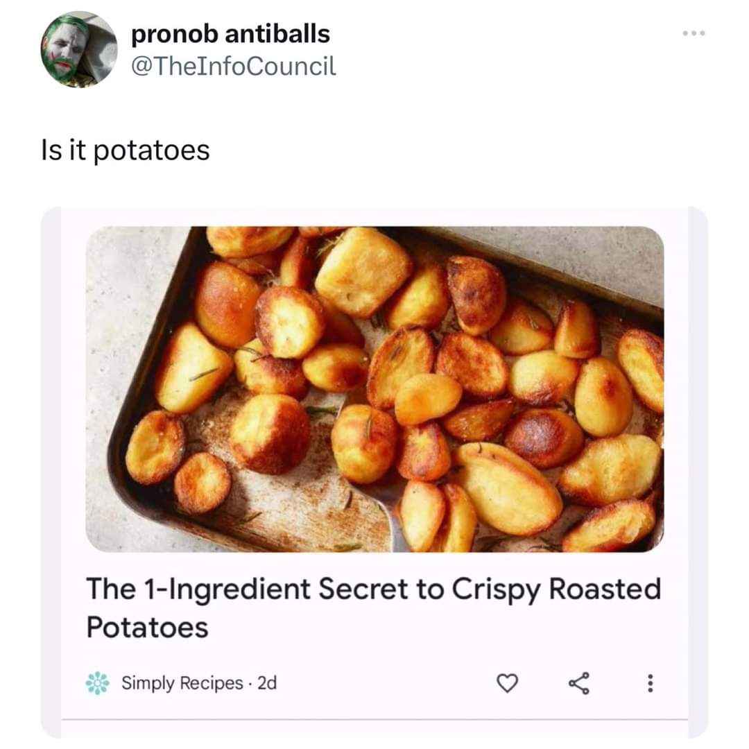 When the secret ingredient is literally just potatoes