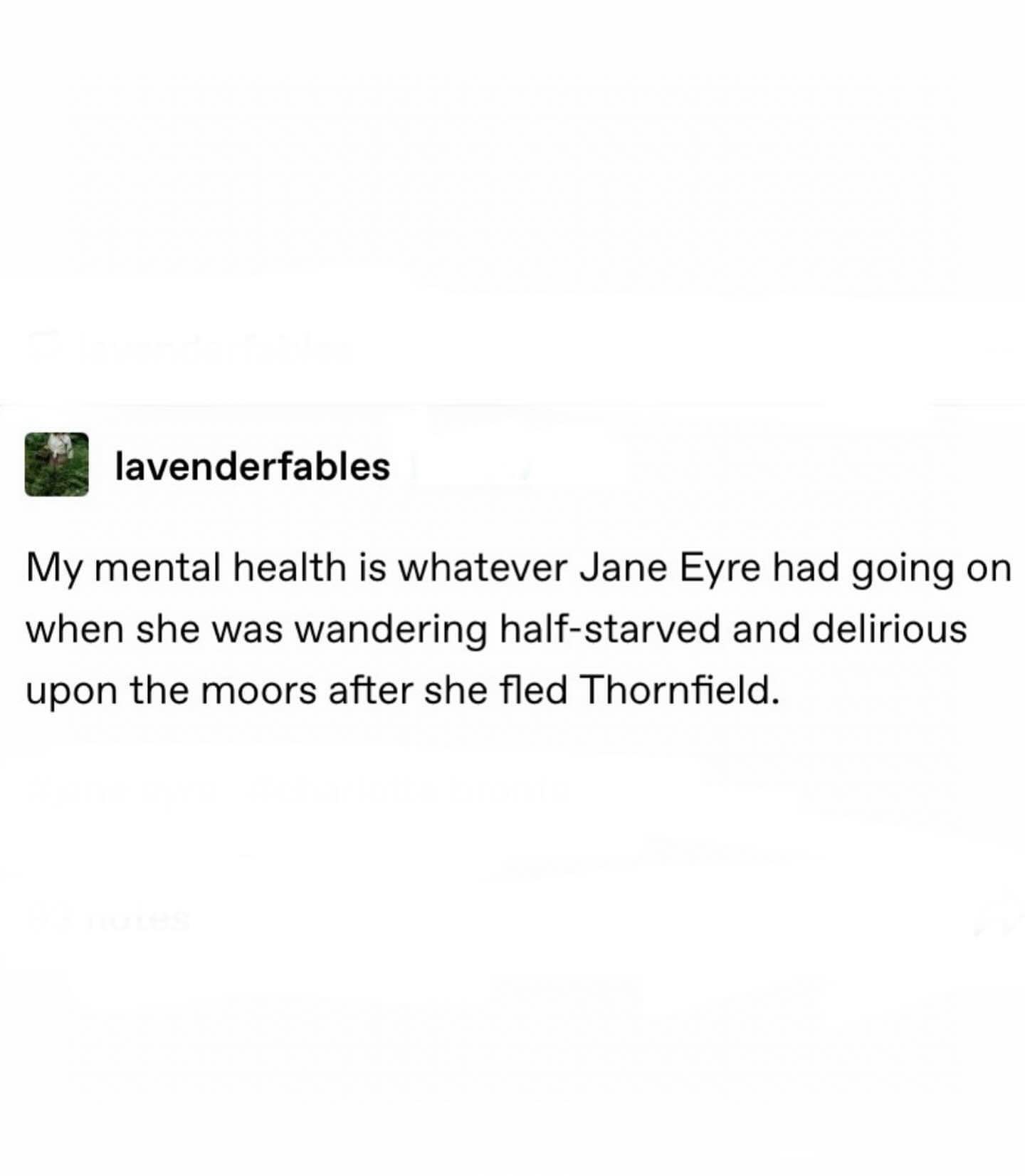 My mental health is basically Jane Eyre in the moors