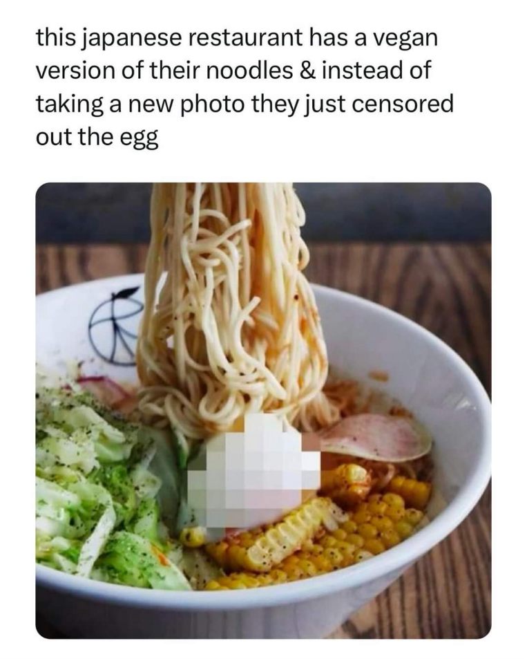 Omg they were too lazy to take a new pic so they just blurred out the egg to make it "vegan"