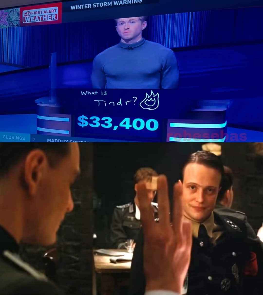 When you answer a Jeopardy question with a dating app and the guy in the other panel is counting something.