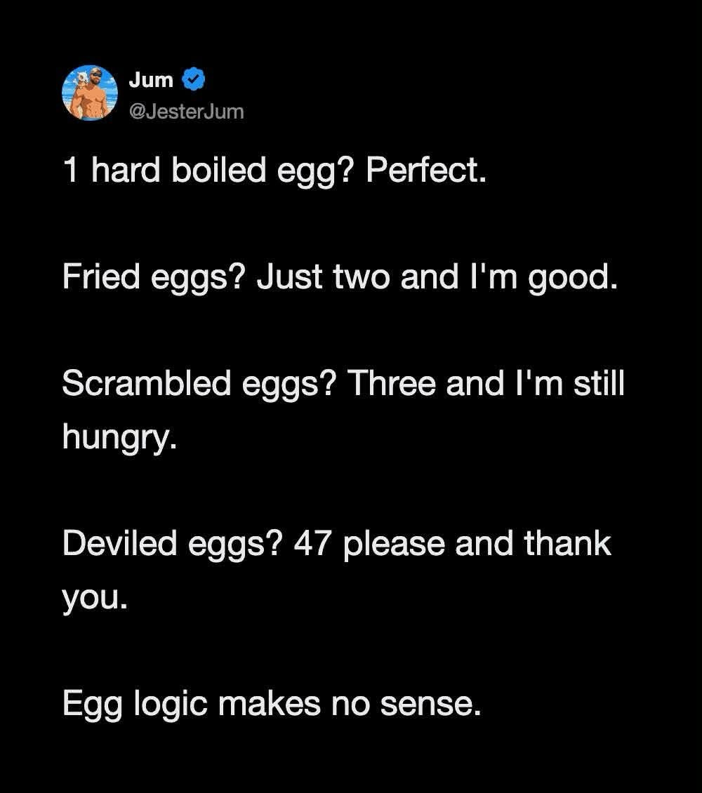 My egg consumption is wildly inconsistent depending on how they're cooked.  Deviled eggs are clearly the superior form.