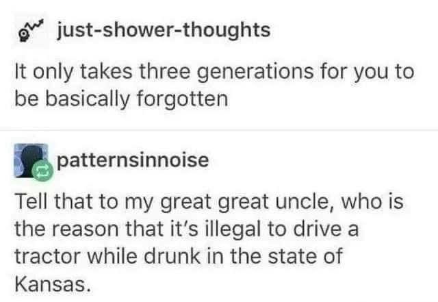 Turns out my great great uncle's tractor DUI is how Kansas remembers people