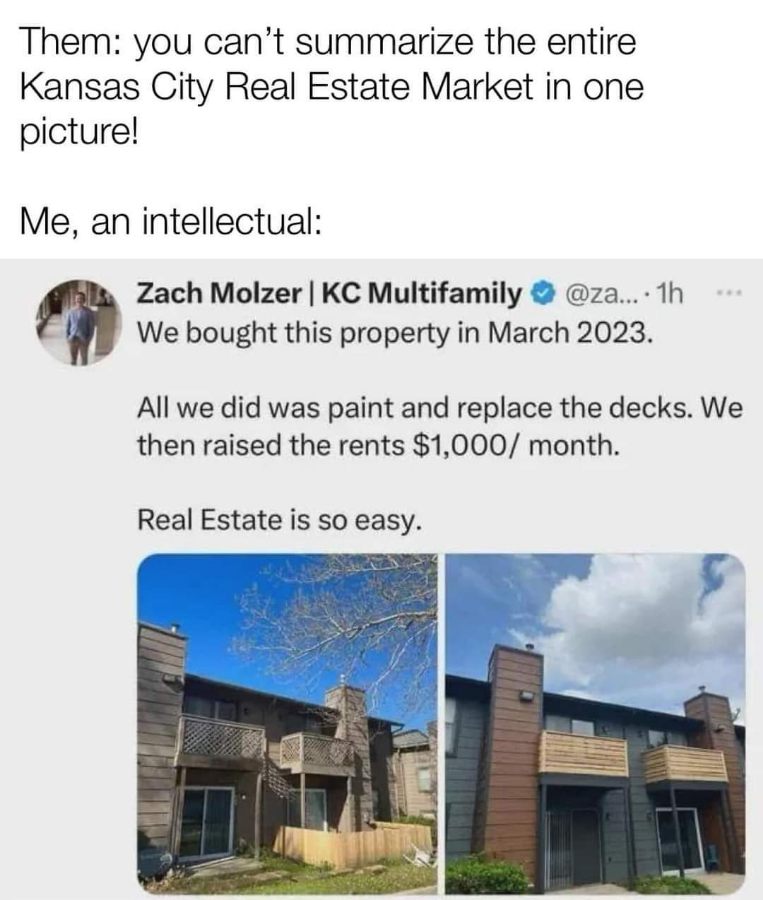 This dude summarized the entire Kansas City real estate market by showing how he bought a rundown property, did minimal work, and then doubled the rent.