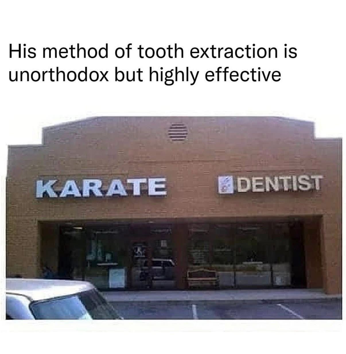 Guess this dentist really takes a different approach to tooth extraction.