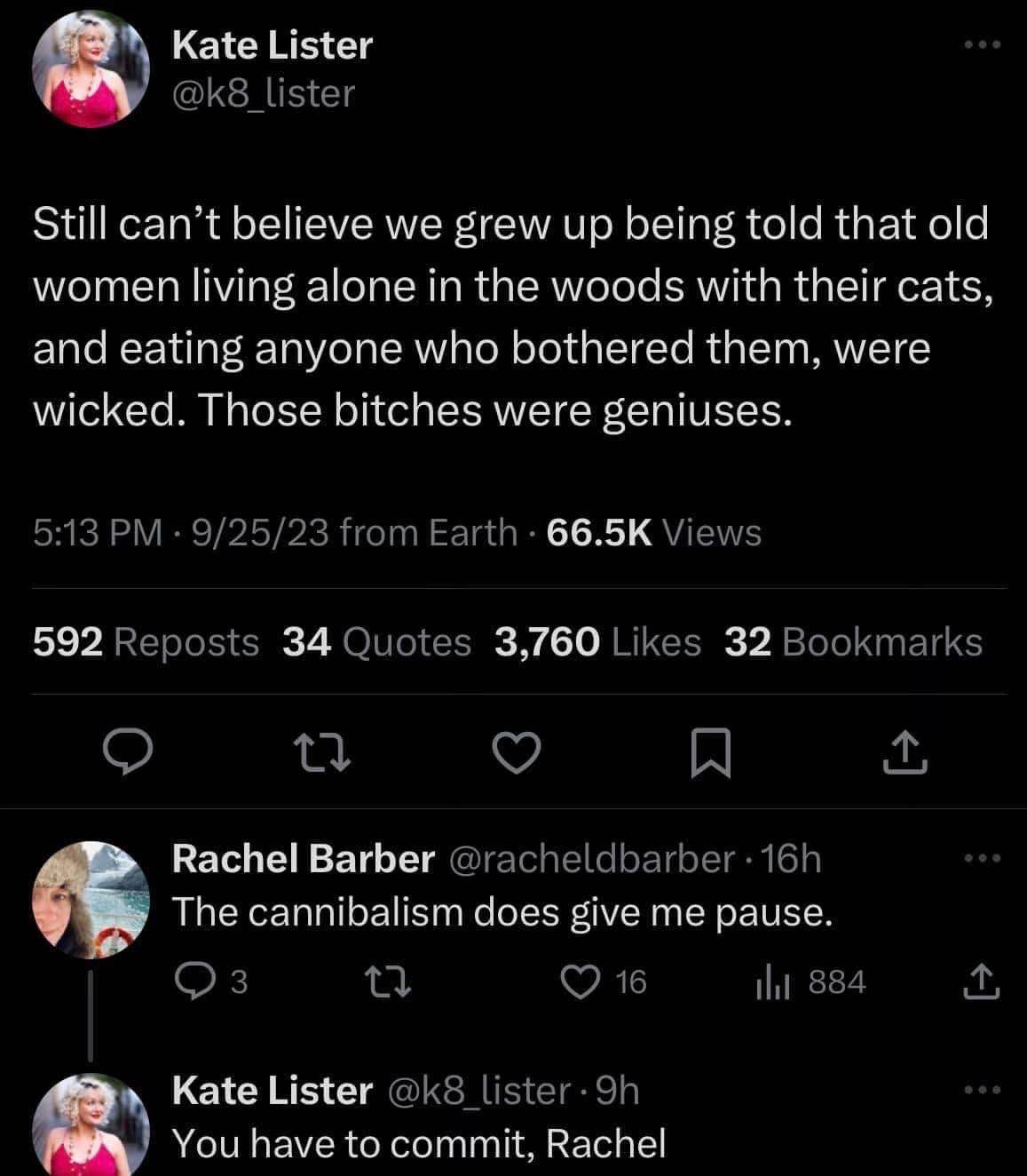 Imagine thinking witches were bad when they were just efficient self-sufficient badasses. The second tweet really brings it home though, lol.