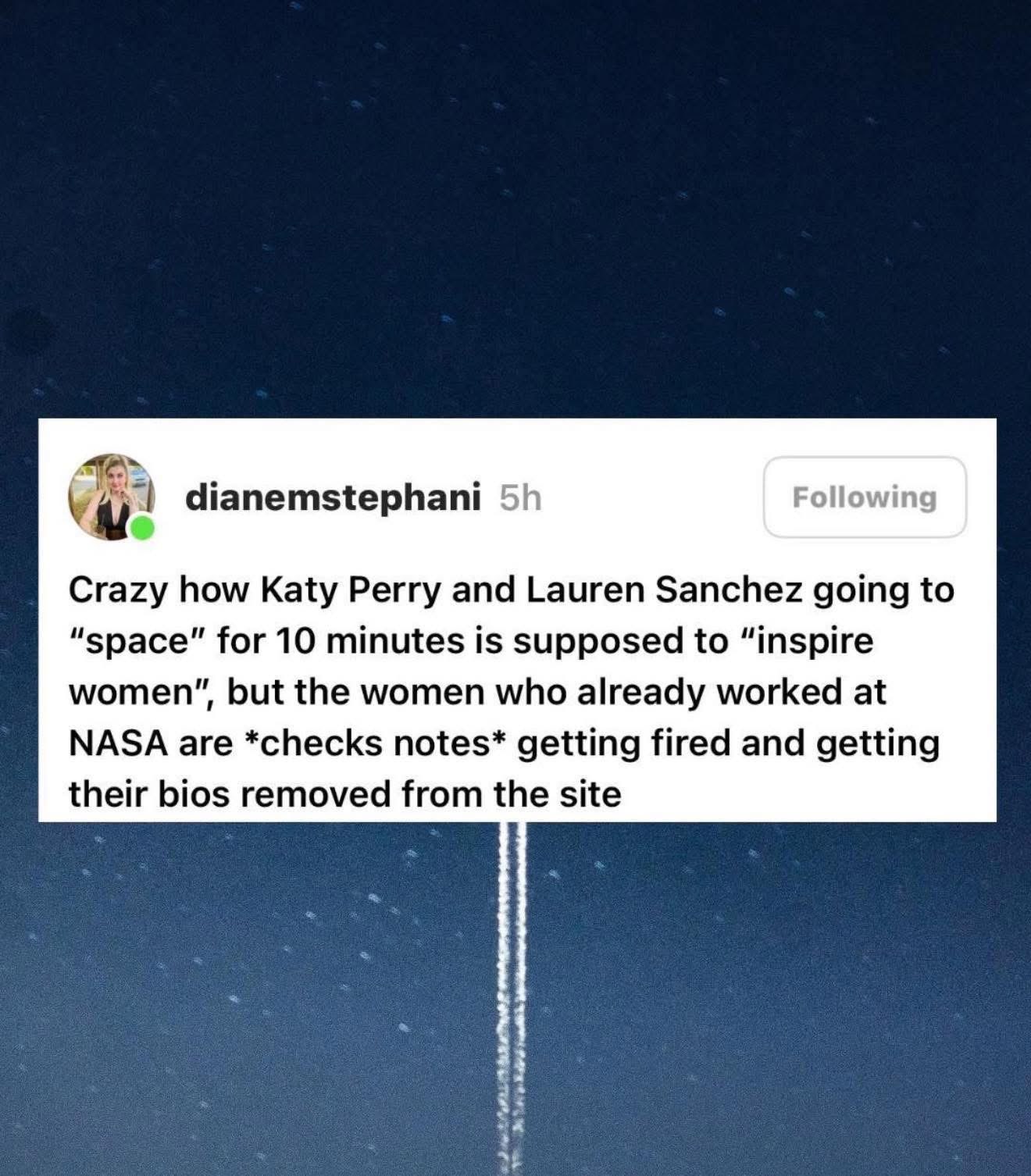 The audacity of telling me to be inspired by celebrities when actual accomplished women are getting fired.