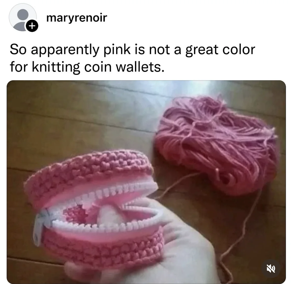 When you try to knit a coin purse and it looks like a set of fake teeth