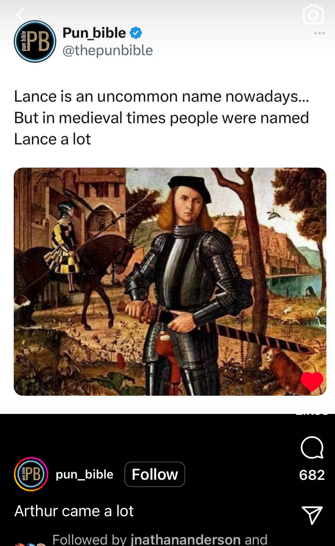OMG, this pun is amazing. People were actually named Lance a lot back in the day?