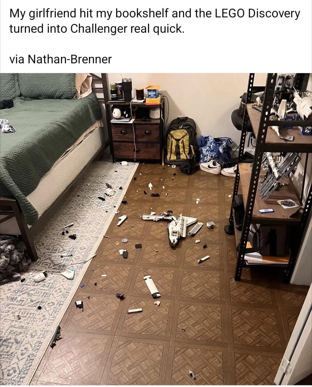 When your girlfriend accidentally causes a Challenger disaster with your LEGO Discovery set