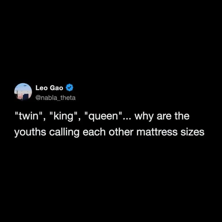 Wait, are we just calling people mattress sizes now?