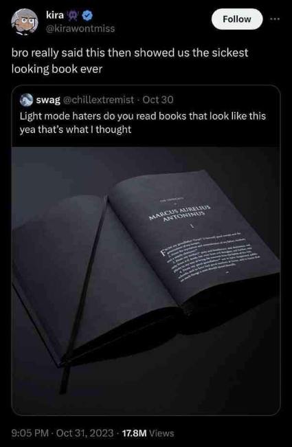 light mode users acting like this book is the peak of aesthetic