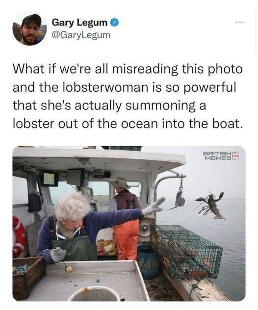 This lady's about to summon a lobster from the ocean like a boss