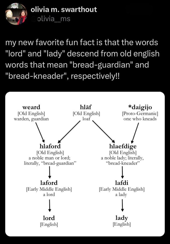 So basically, lords were in charge of the bread and ladies made it? Important info.