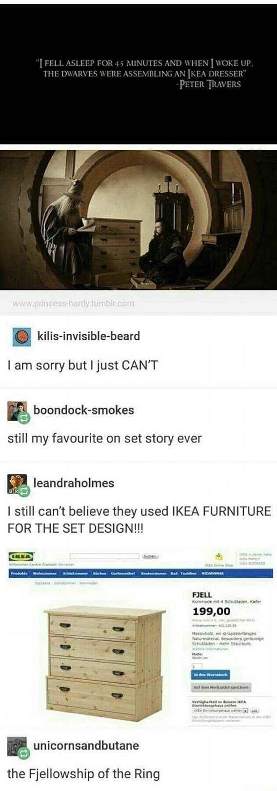 Wait, they used an IKEA dresser for The Shire? That's hilarious.