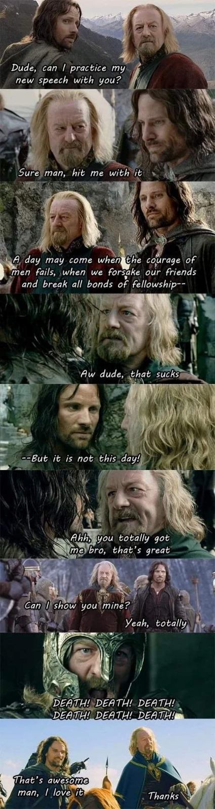 When you practice a whole epic speech but your friend just wants to show you their drawing.