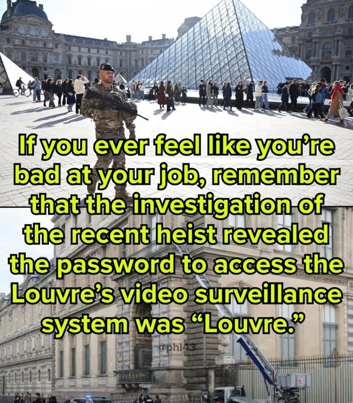 Wow, the security at the Louvre is apparently a joke. Anyone could get in!