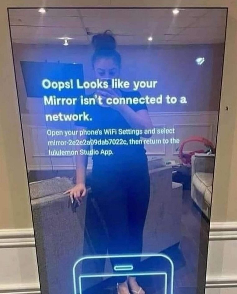 My smart mirror giving me tech support instructions instead of joining my workout