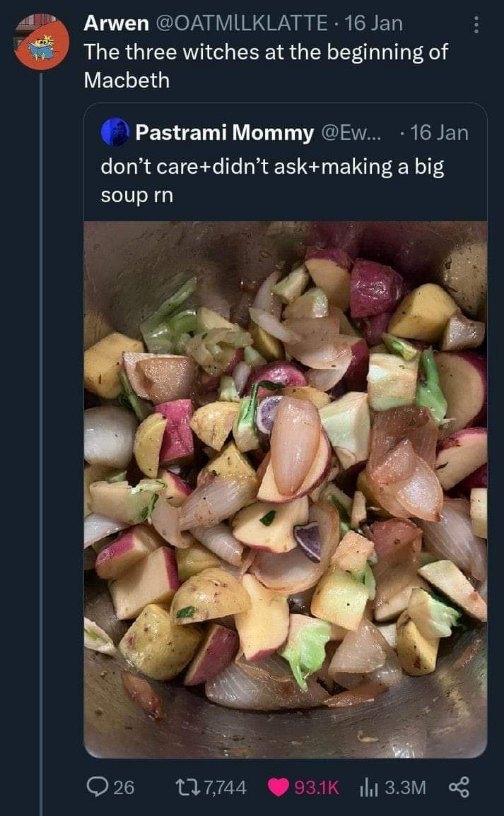This is literally those three witches from Macbeth making soup, lol