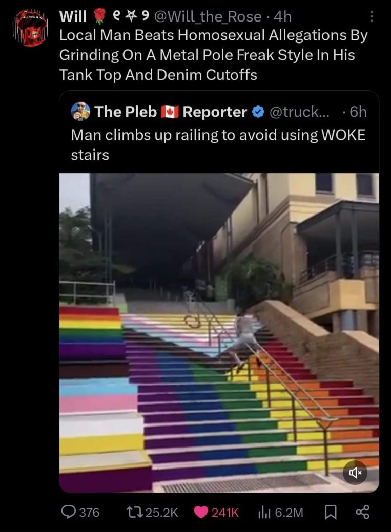 This man will do anything to avoid stairs that aren't beige