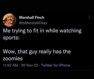 When you don't know sports terminology and just call the fast players 'the zoomies'
