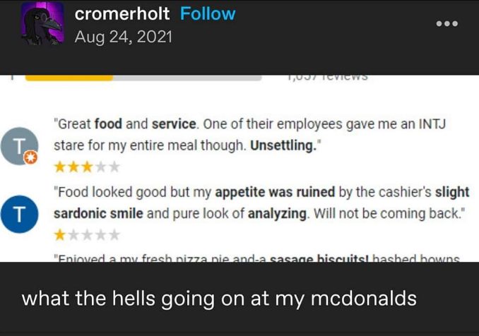 These McDonald's reviews are wild, are they hiring INTJs now?