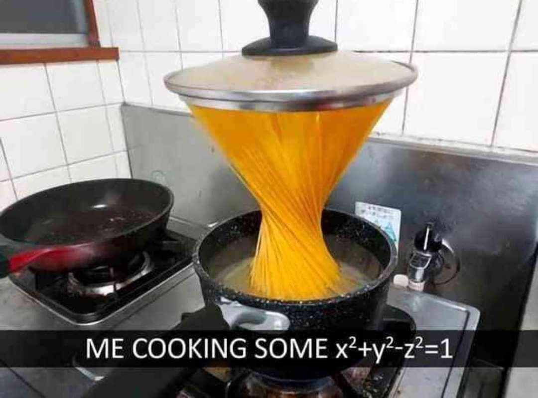 Is anyone else's pasta trying to form a hyperbola when they cook it?