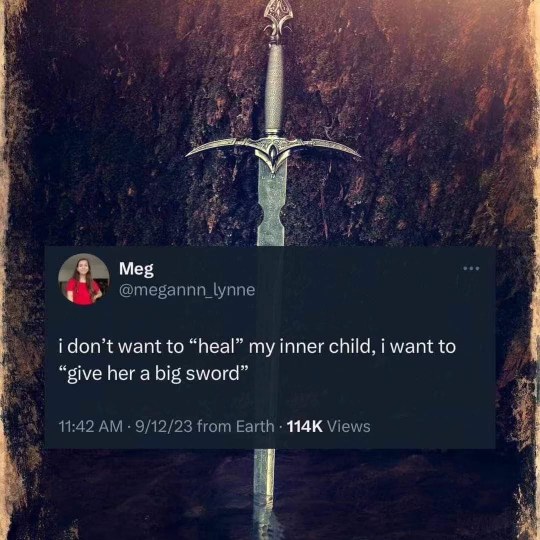 lol who wants to heal their inner child when you can just give her a big sword and go fight dragons?