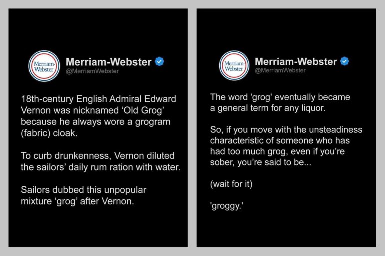 Wait for it... Merriam-Webster explaining why you're 'groggy' before you've even had a drink.