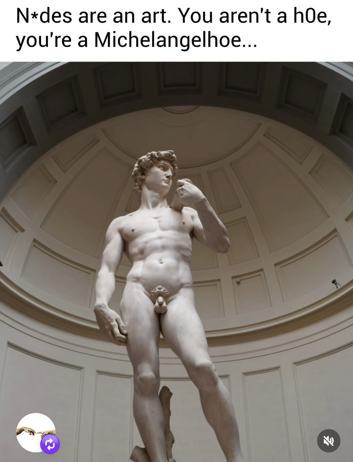 When you try to be sophisticated about nudity but end up calling it a 'Michelangelhoe'
