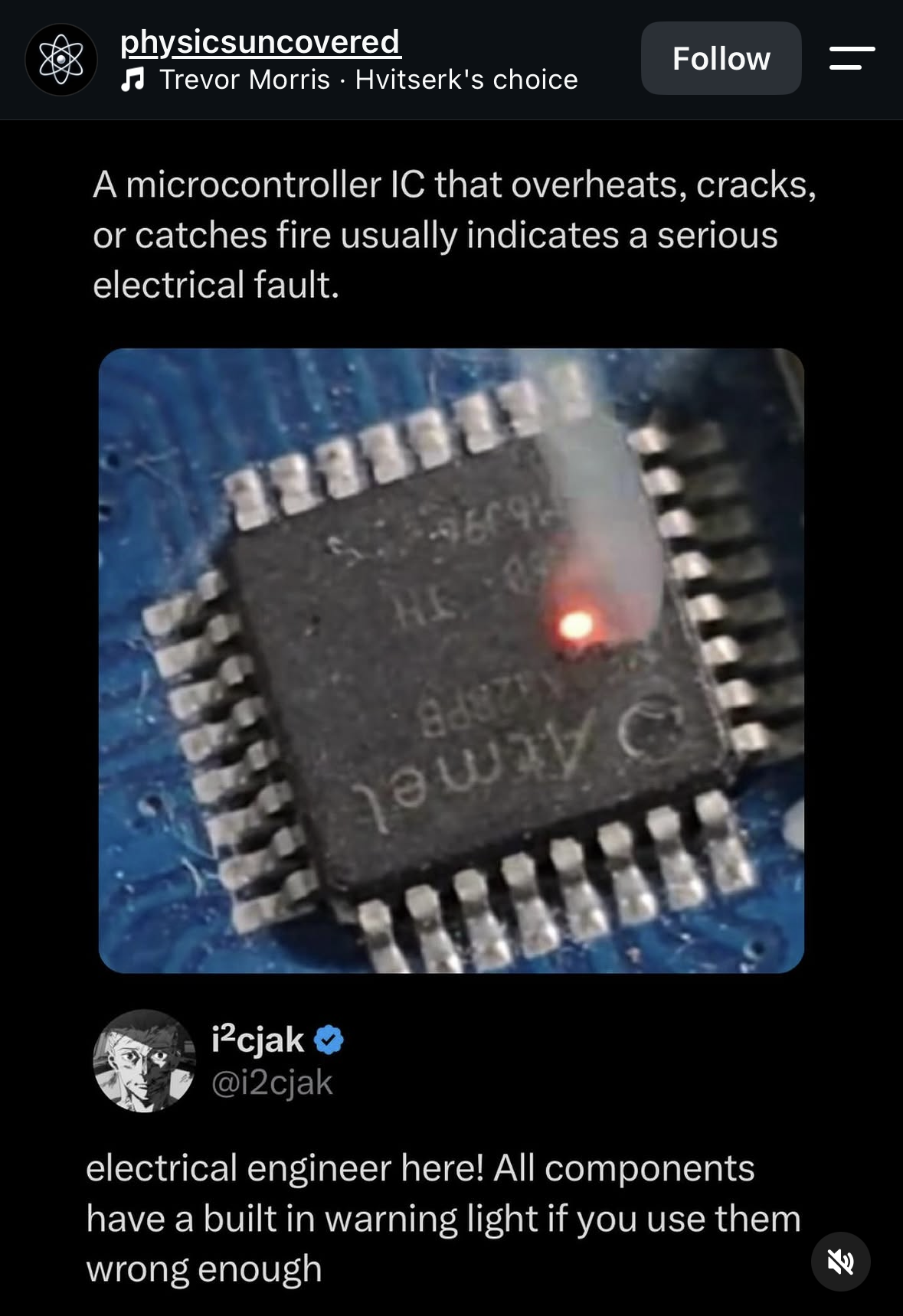 lol my electrical engineer friend explaining how components have a built-in warning light when you mess up enough