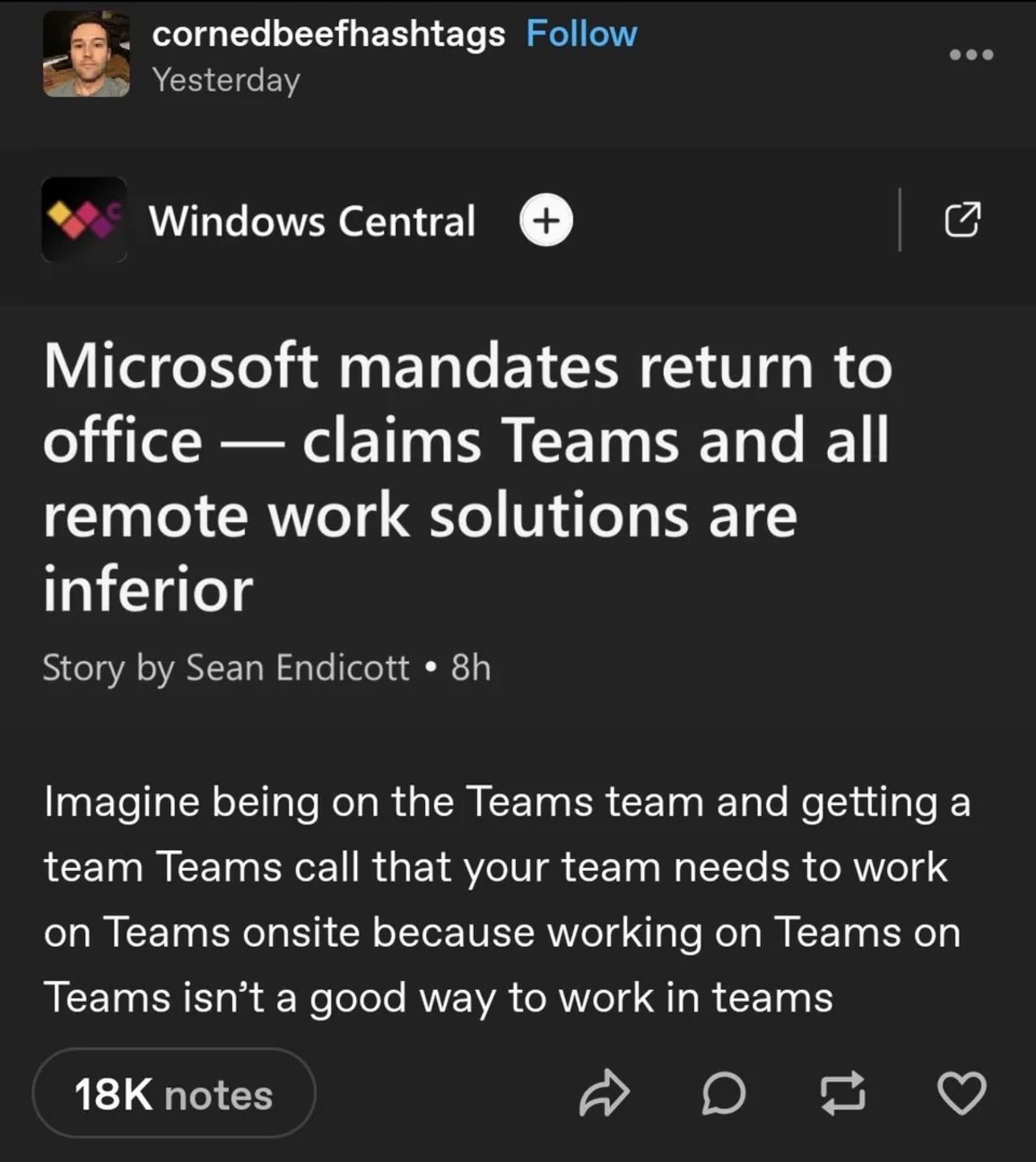 When the company that makes Teams says Teams isn't good for remote work lol