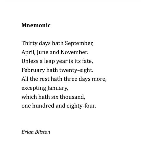 This poem about mnemonic devices for remembering days in a month really goes off the rails at the end.