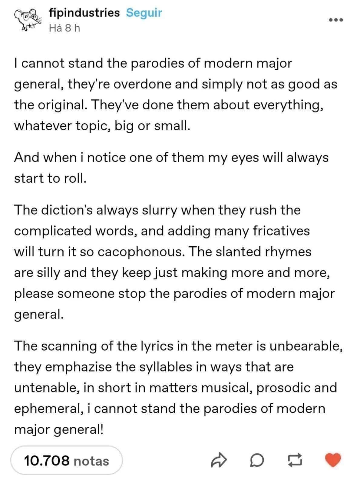 When someone rants about how much they hate a certain type of parody. My eyes are rolling so hard right now.