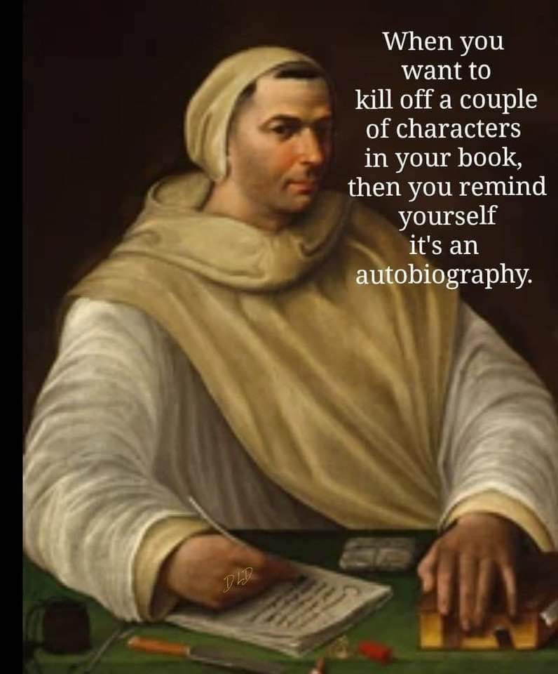 When you're editing your autobiography and realize you can't just kill off your annoying relatives.
