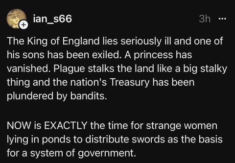 This is some next level political commentary from Monty Python and the Holy Grail