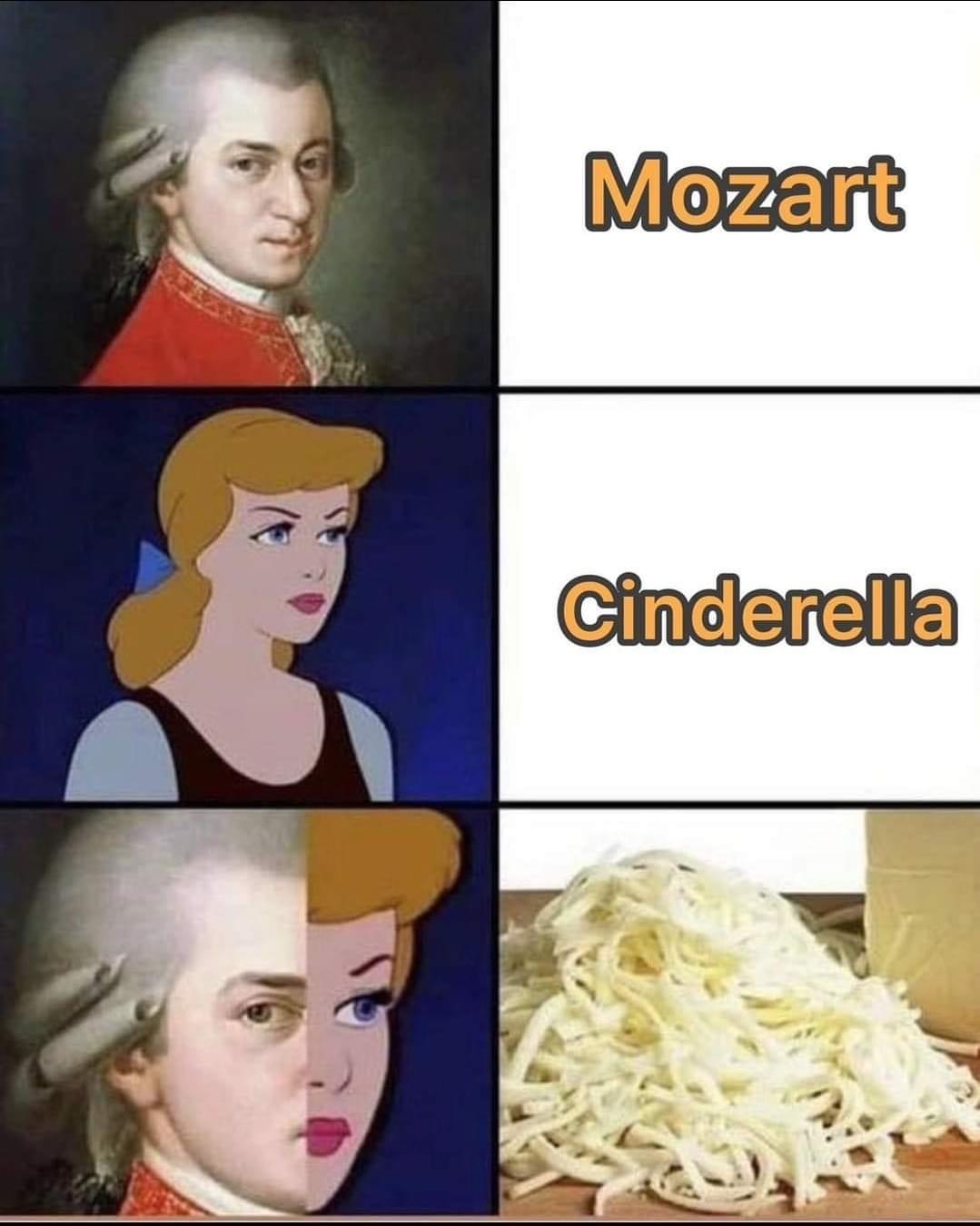 Who decided to combine Mozart and Cinderella to make shredded cheese?