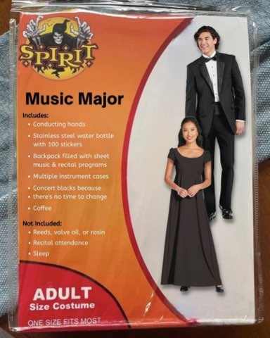 This 'Music Major' costume perfectly captures the struggle by saying sleep isn't included