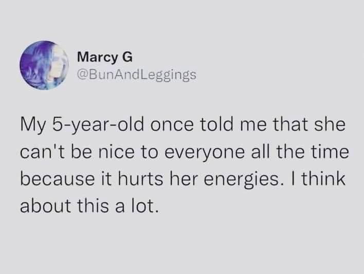 My 5-year-old protecting her energy before anyone else