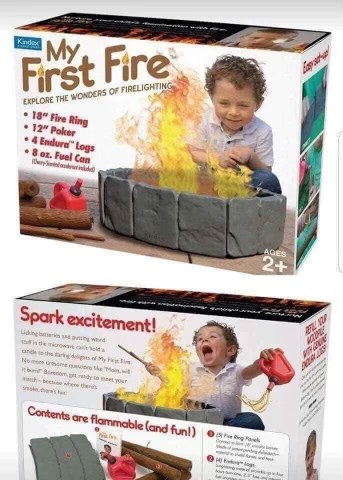 Kids toy that's literally called "My First Fire" and comes with a fuel can. What could go wrong?