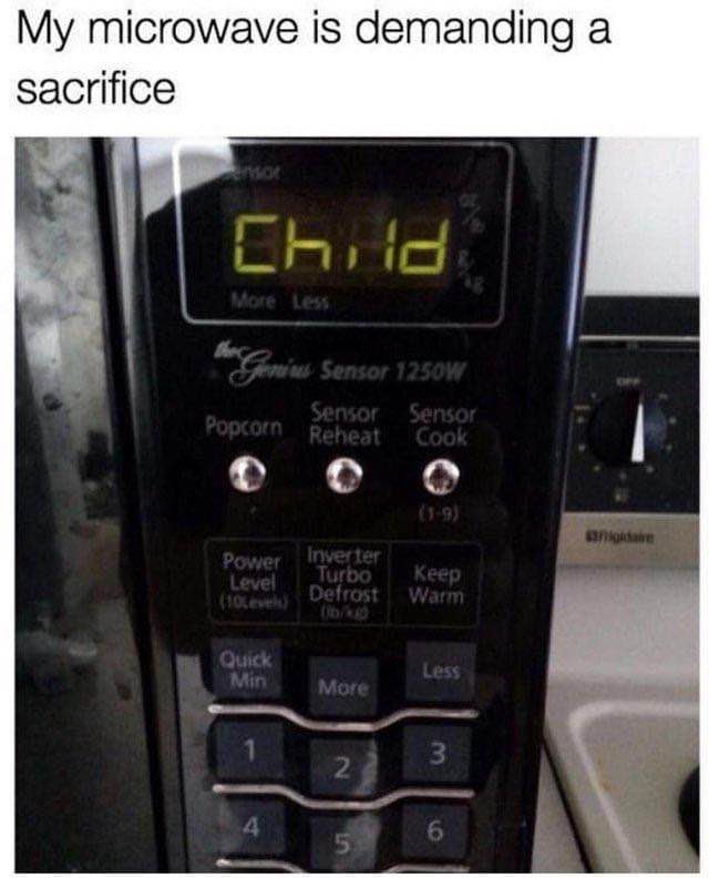 My microwave wants a child sacrifice, this is not a drill