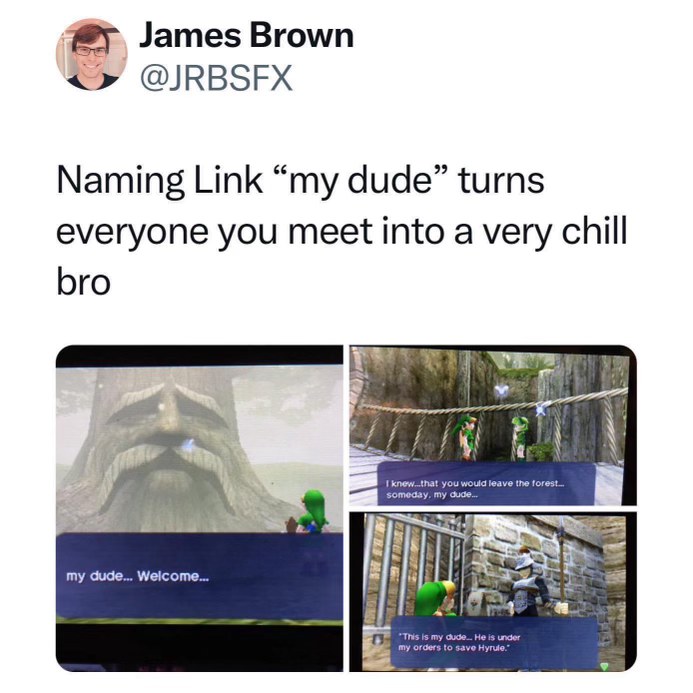 Naming Link 'my dude' makes it sound like the whole game is just a chill hangout sesh