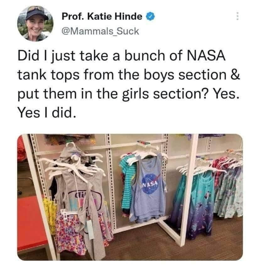 When you decide the girls' section needs more NASA gear.