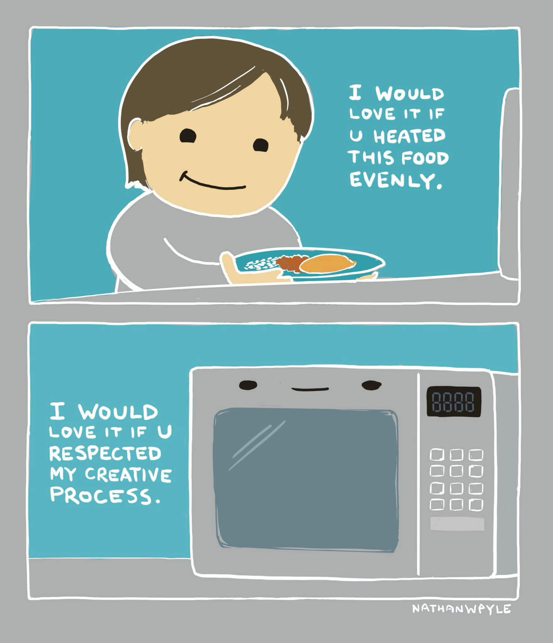 Me politely asking my microwave to do its job properly