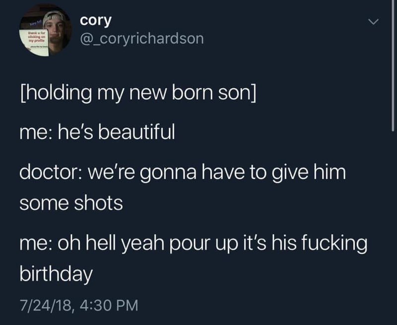 When the doctor says your new baby needs shots and you think it's a birthday party