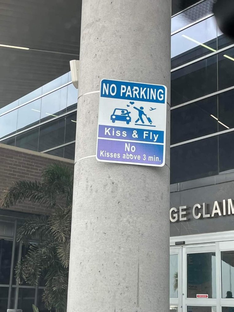 Guess the airport has a strict policy on PDA.